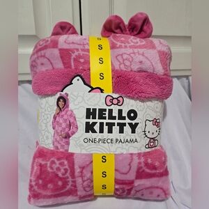 New! SANRIO Women's Hello Kitty One Piece Hooded Body Jump Suit PJ Pajamas